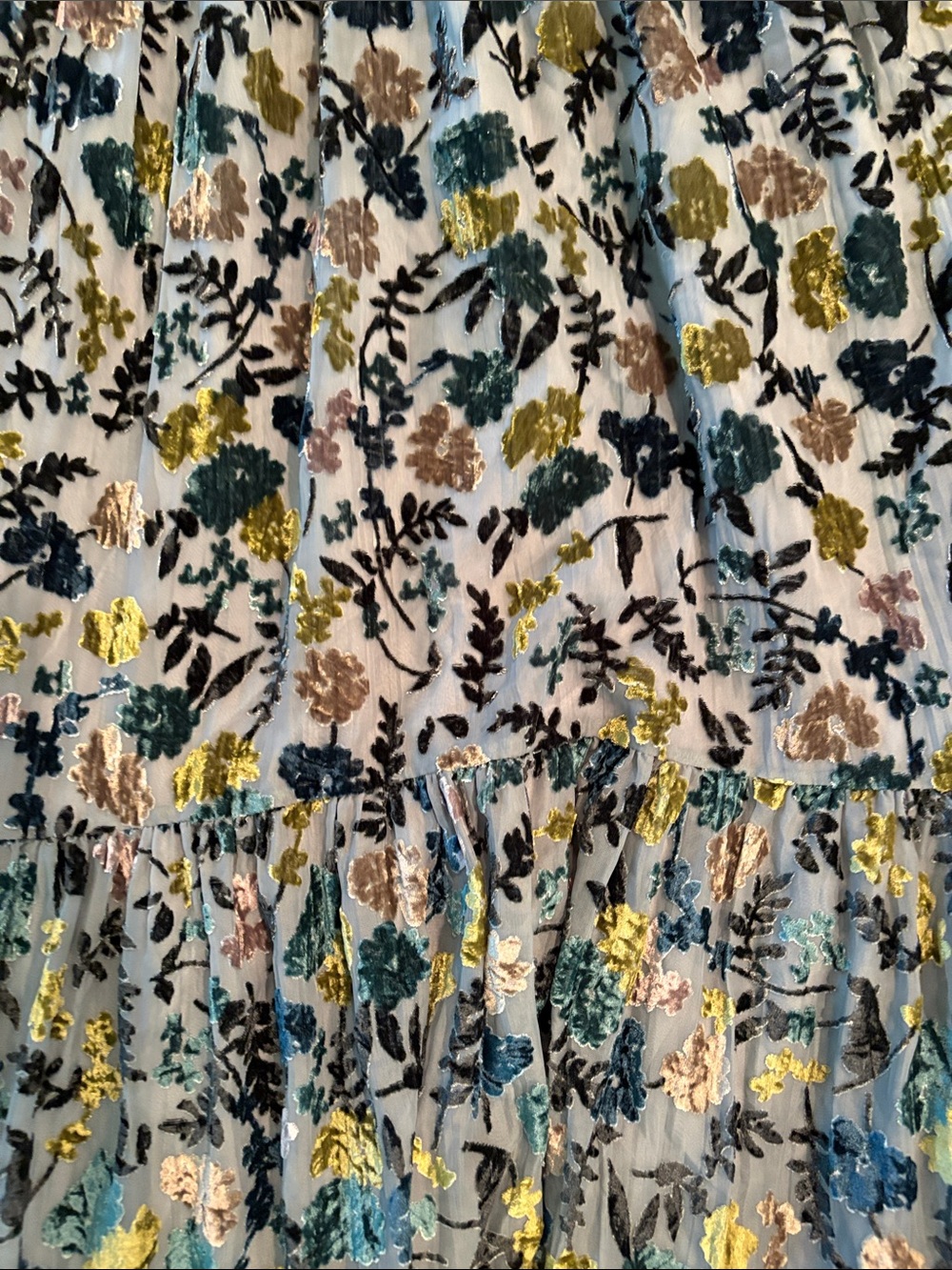 Anthropology velvet Floral Dress with Crisscross Back - Blues/Greens - Picture 9 of 14